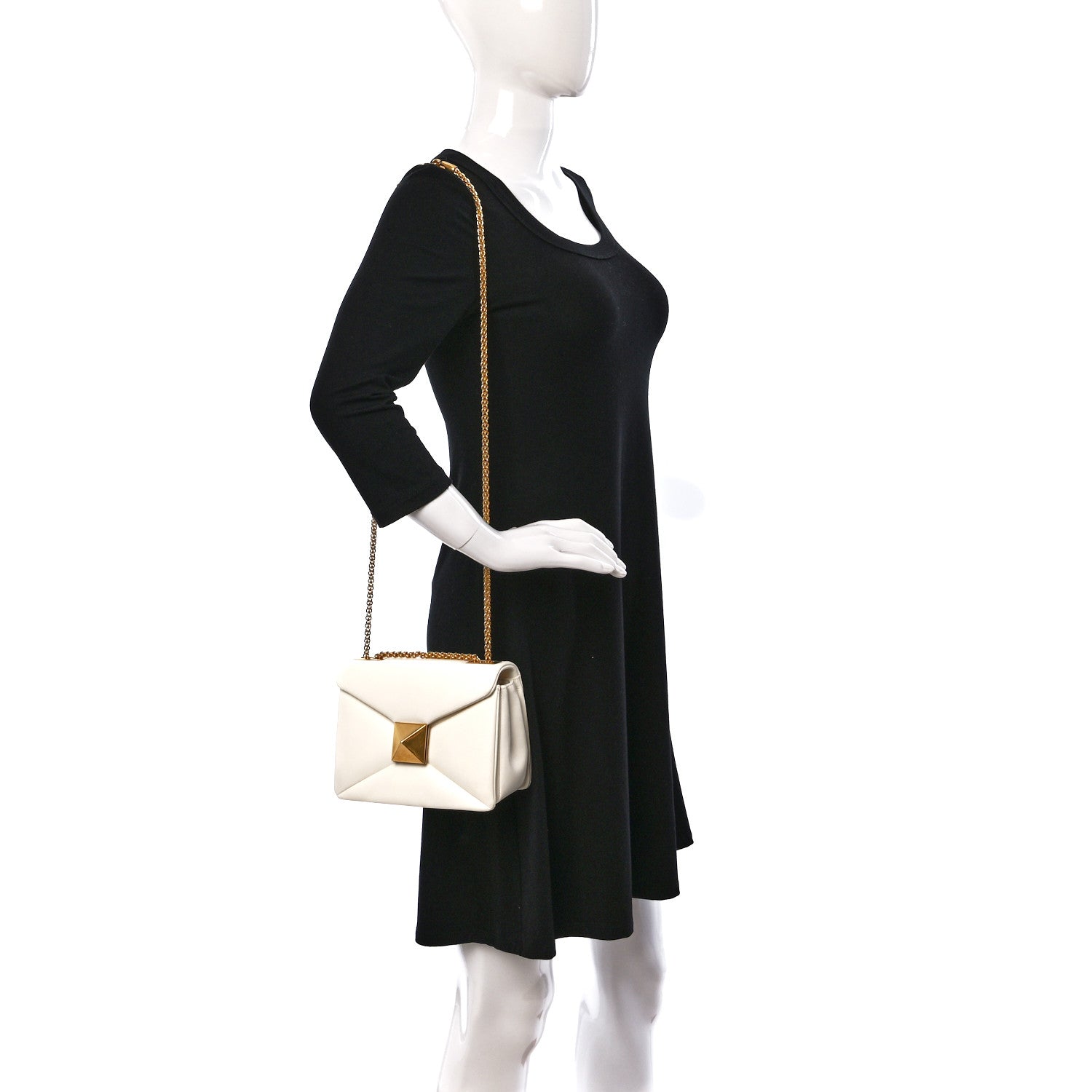 Valentino Garavani Nappa One Stud Chain Clutch Ivory 2 of 12