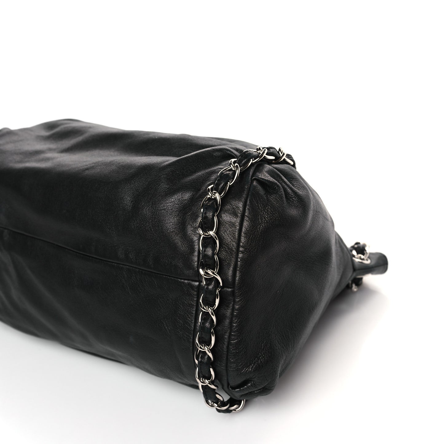 Lambskin Large Sharpei Shoulder Bag Black