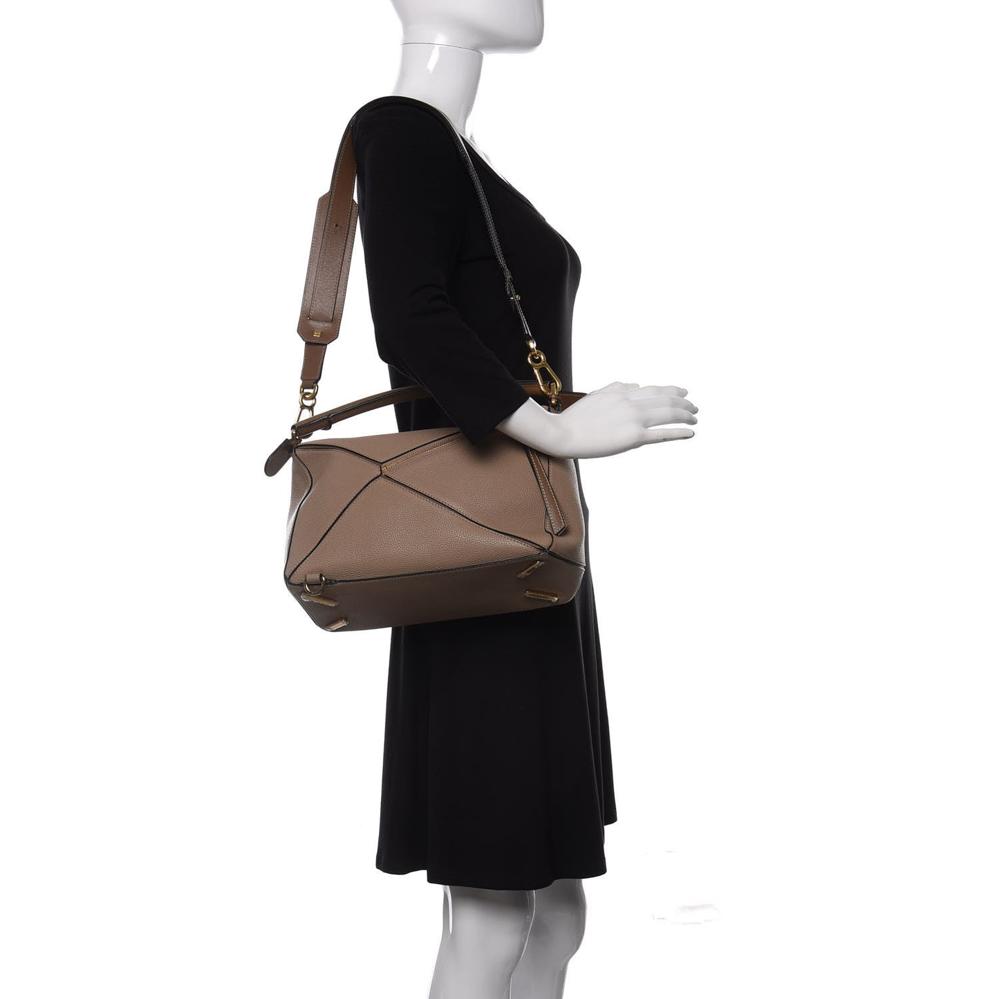 Calfskin Medium Puzzle Bag Sand Mink