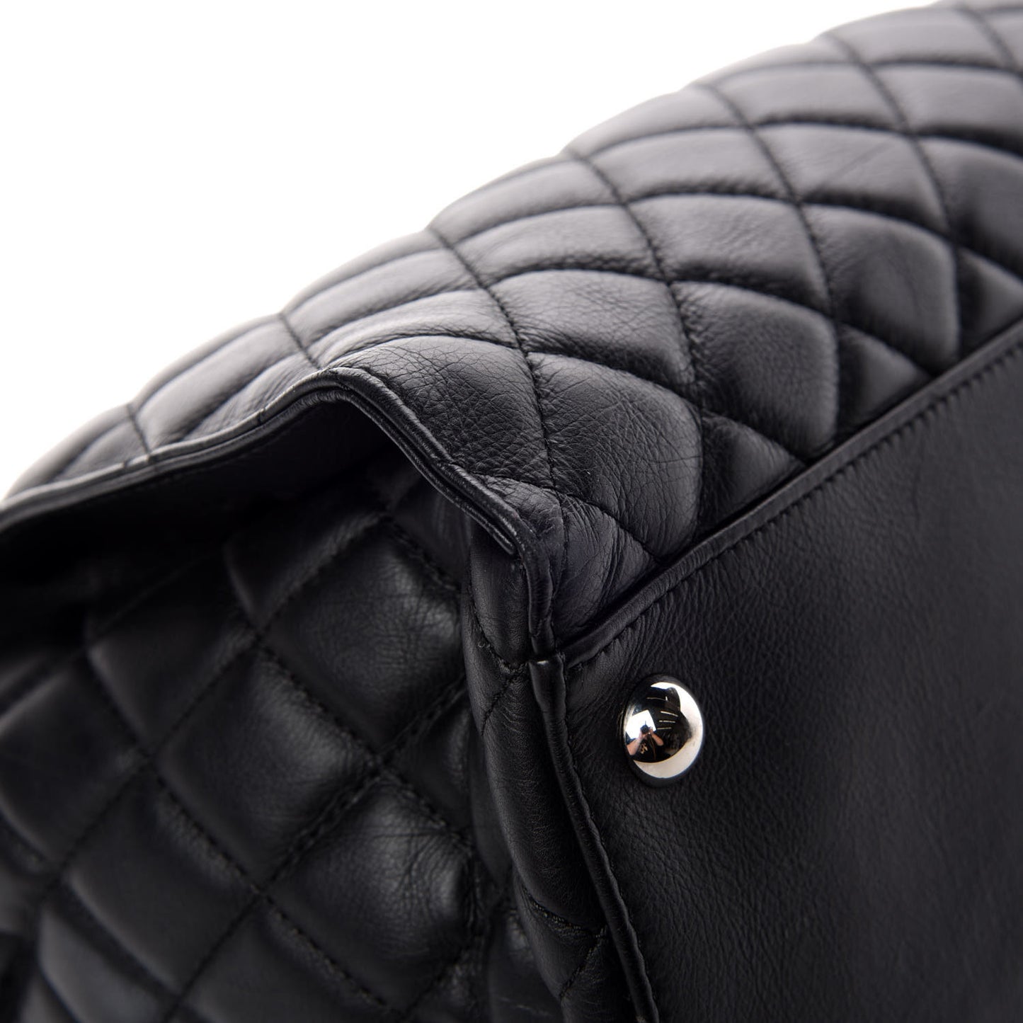 Calfskin Quilted Large Chic and Soft Shopping Tote Black