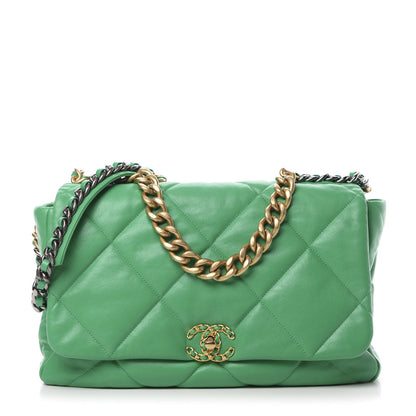 Chanel Goatskin Quilted Maxi 19 Flap Green 1 of 11