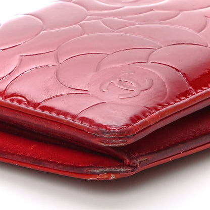 Chanel Patent Camellia Embossed Yen Wallet Red 8 of 24