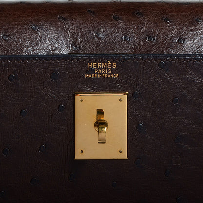 Hermes Ostrich Kelly Sellier 32 Chocolate 10 of 17