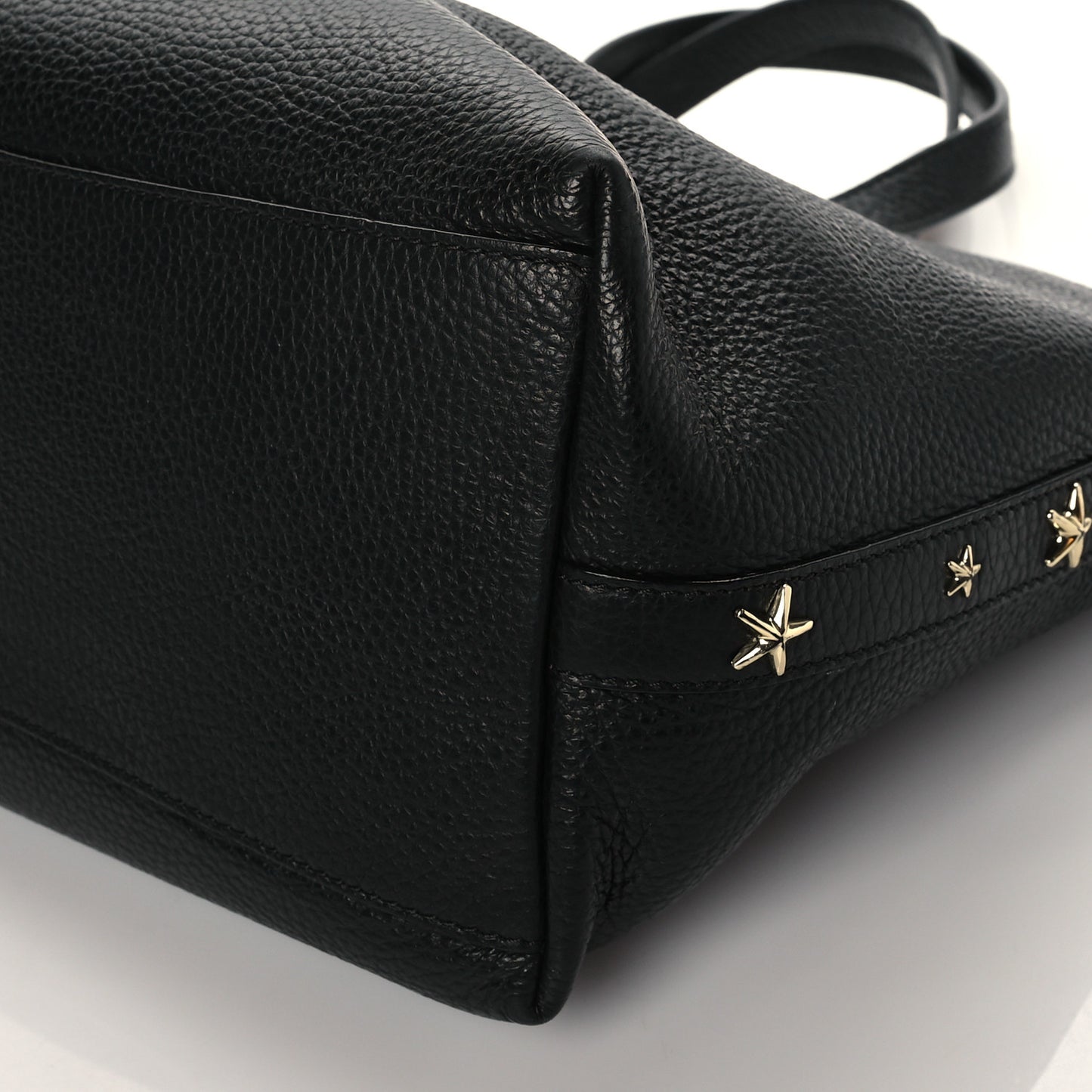 Grainy Calfskin Star Studded Bria Tote Black