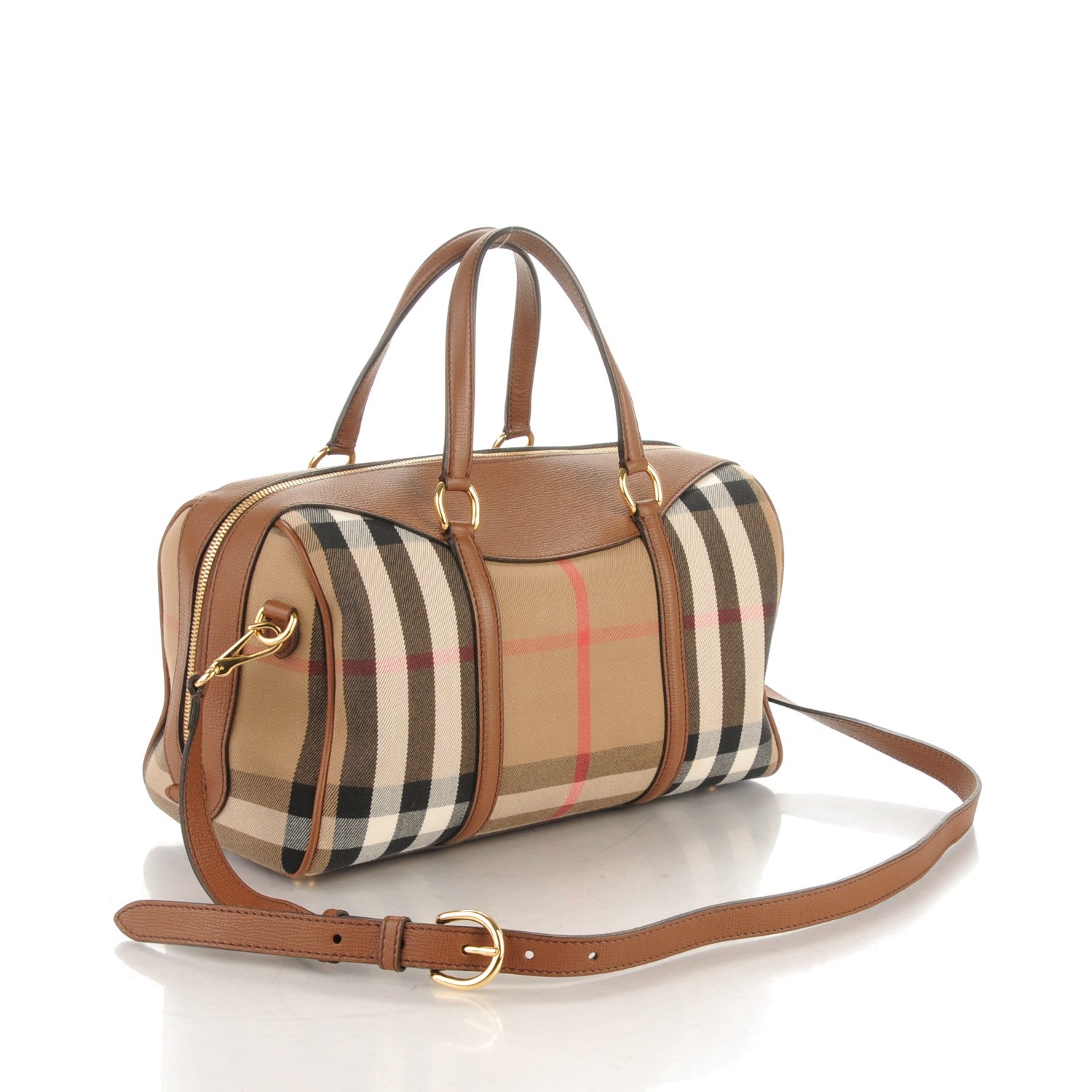 Burberry House Check Derby Calfskin Medium Alchester Bowling Bag Tan 3 of 7