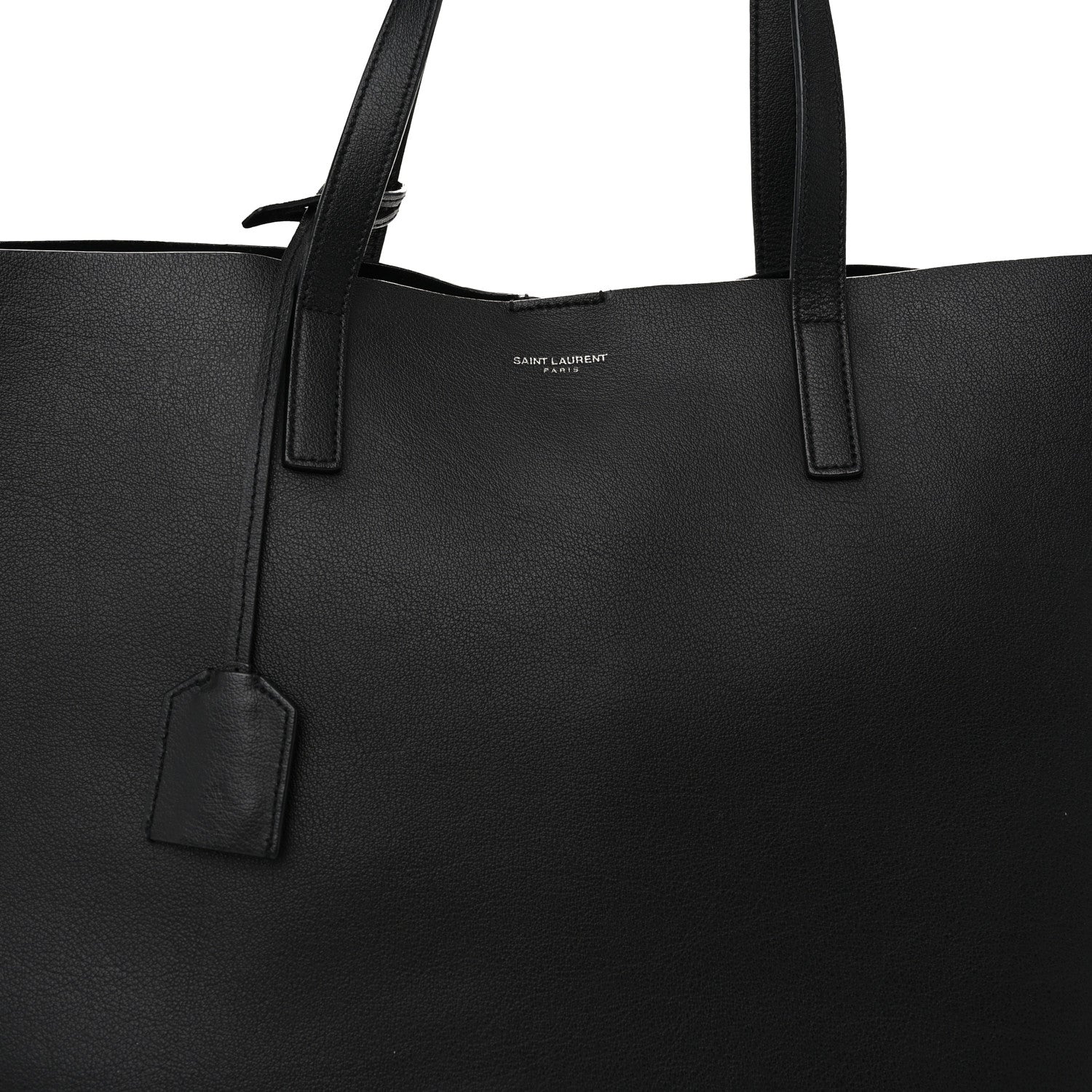 Saint Laurent Calfskin Large Fringe Shopping Tote Black 9 of 11