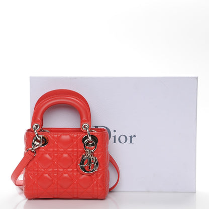 Christian Dior Lambskin Cannage Mini Lady Dior Vermillion 8 of 8