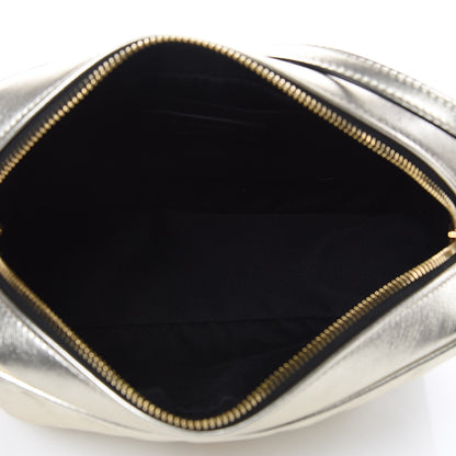 Saint Laurent Metallic Calfskin Matelasse Monogram Lou Camera Bag Platino 5 of 9