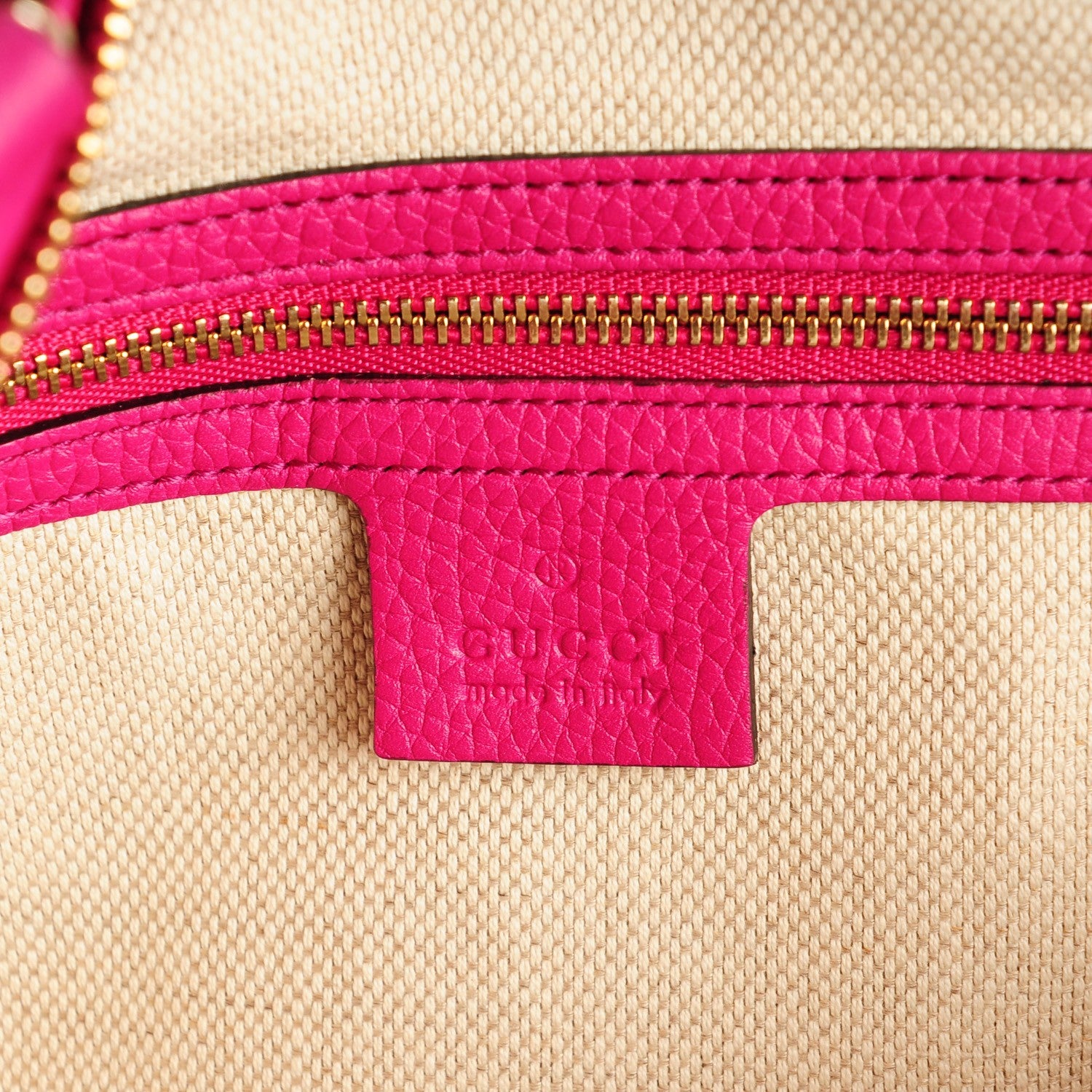 Gucci Pebbled Calfskin Small Soho Top Handle Bag Bright Bougainvillea 6 of 7