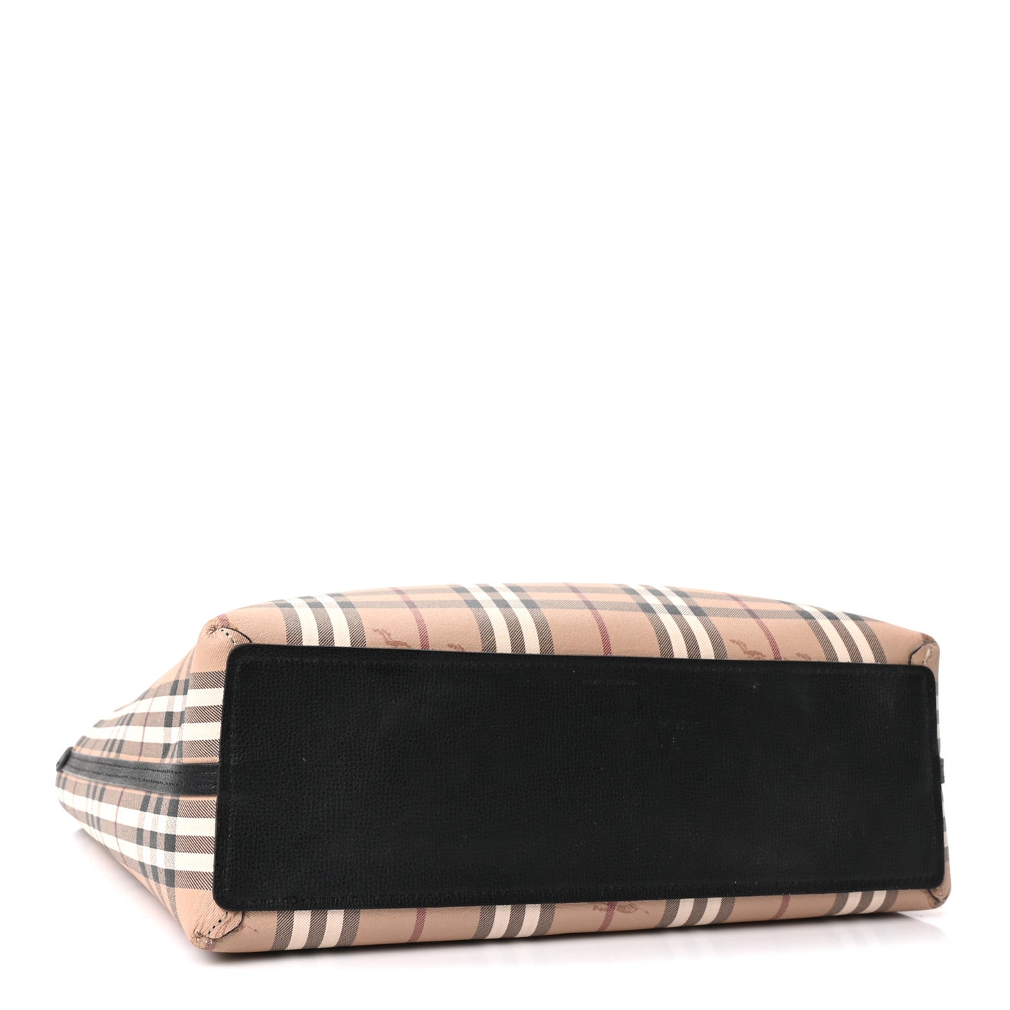 Grainy Calfskin Haymarket Check Medium Reversible Tote Black