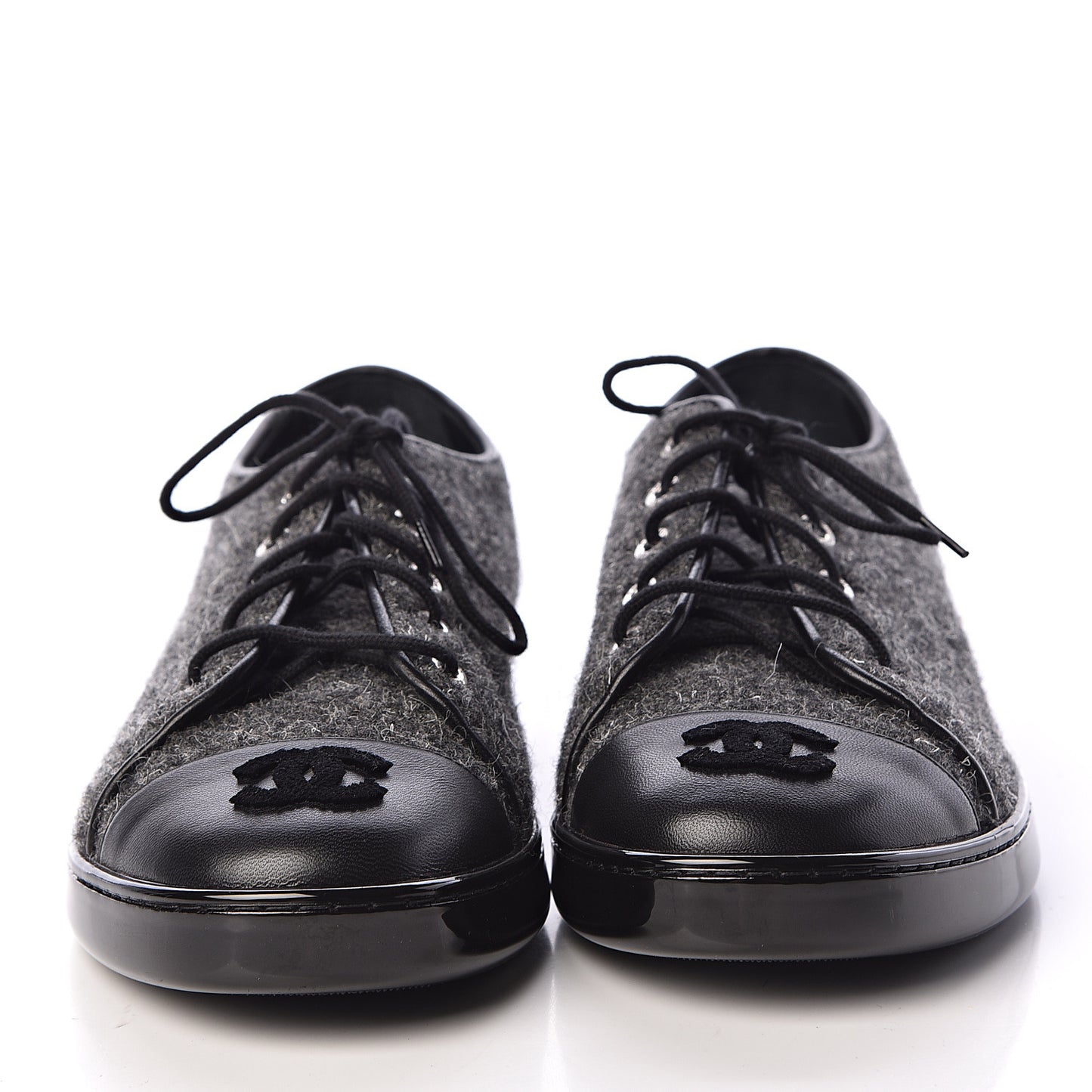Fabric Calfskin Low Top Sneakers 39 Dark Grey