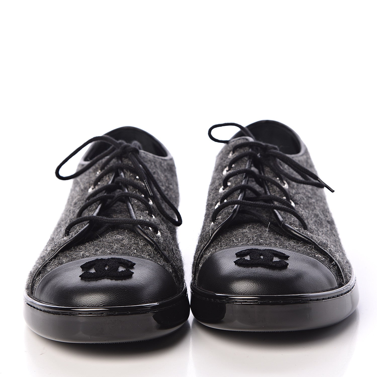 Chanel Fabric Calfskin Low Top Sneakers 39 Dark Grey 2 of 9