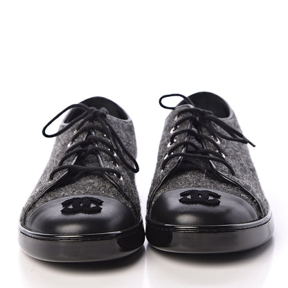 Chanel Fabric Calfskin Low Top Sneakers 39 Dark Grey 2 of 9