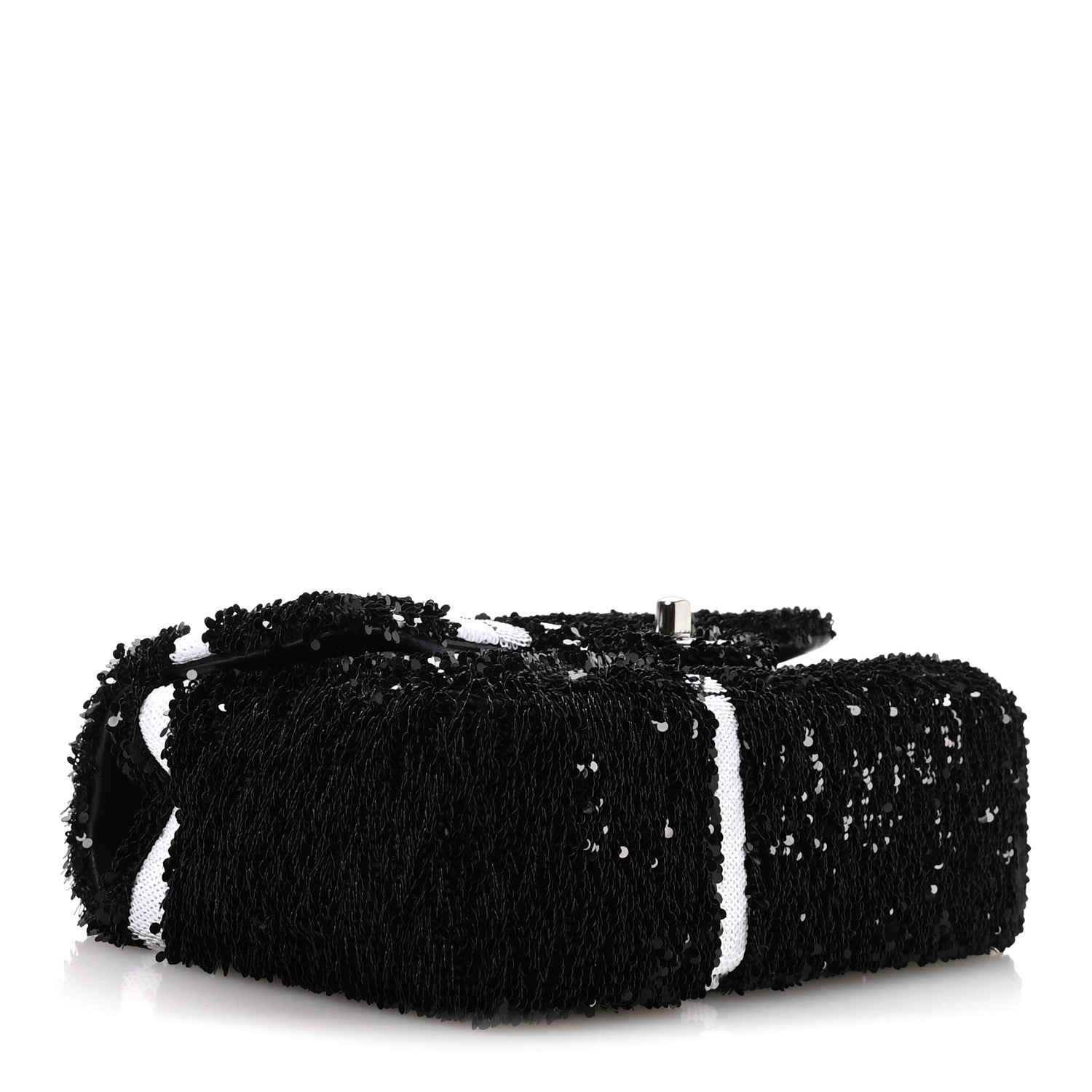 Chanel Sequin Ribbon Small Rectangular Flap Black White 1834364