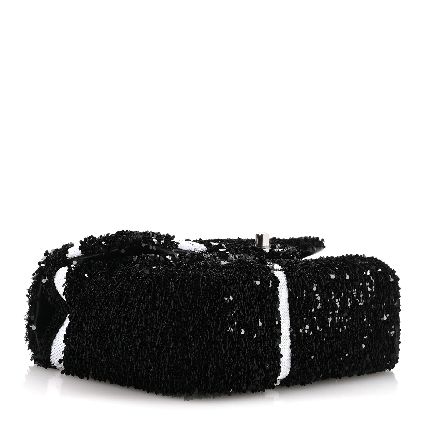 Sequin Ribbon Small Rectangular Flap Black White