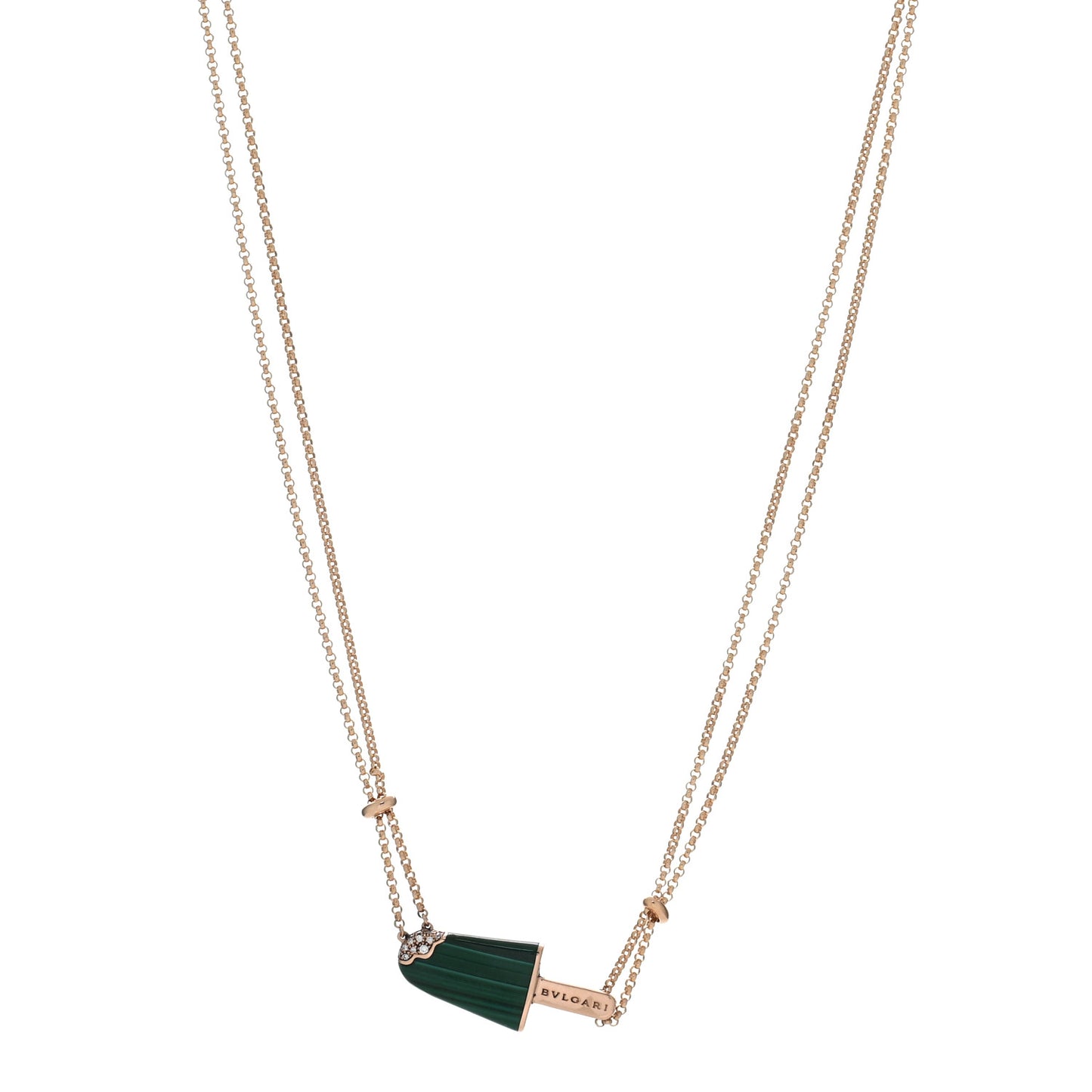 18K Rose Gold Diamond Malachite Gelati Necklace