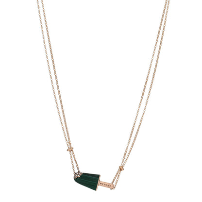 Bulgari 18K Rose Gold Diamond Malachite Gelati Necklace 1 of 5