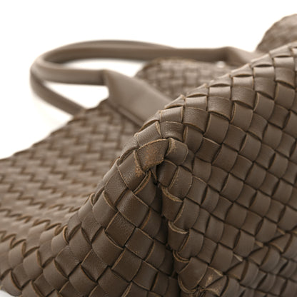 Bottega Veneta Lambskin Intreccio Small Cabat Taupe 13 of 14