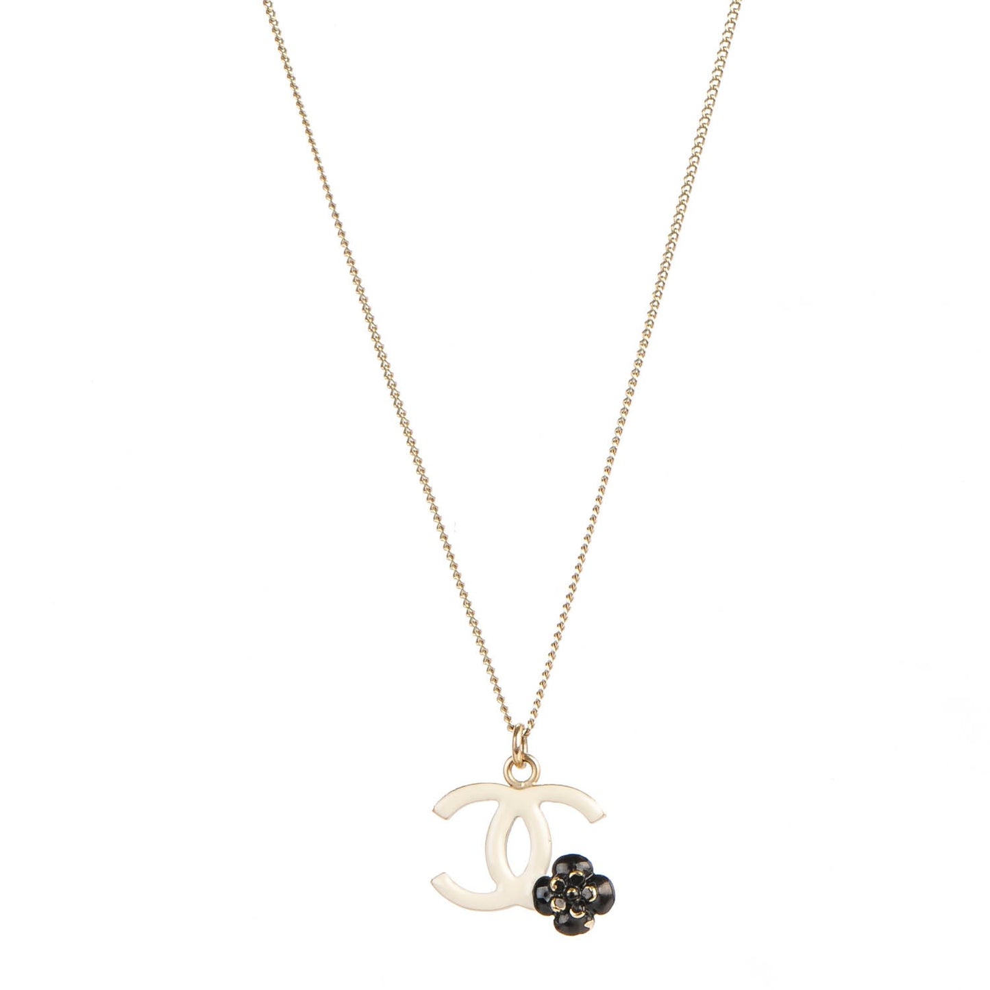 Enamel CC Camellia Necklace White