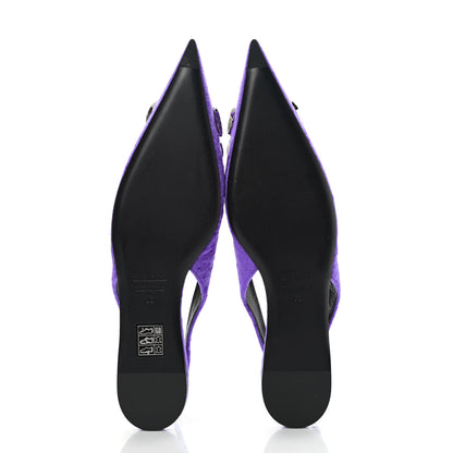 Balenciaga Crushed Velvet Crystal BB Knife Pointy Toe Slingback Flats 36 Purple 5 of 10