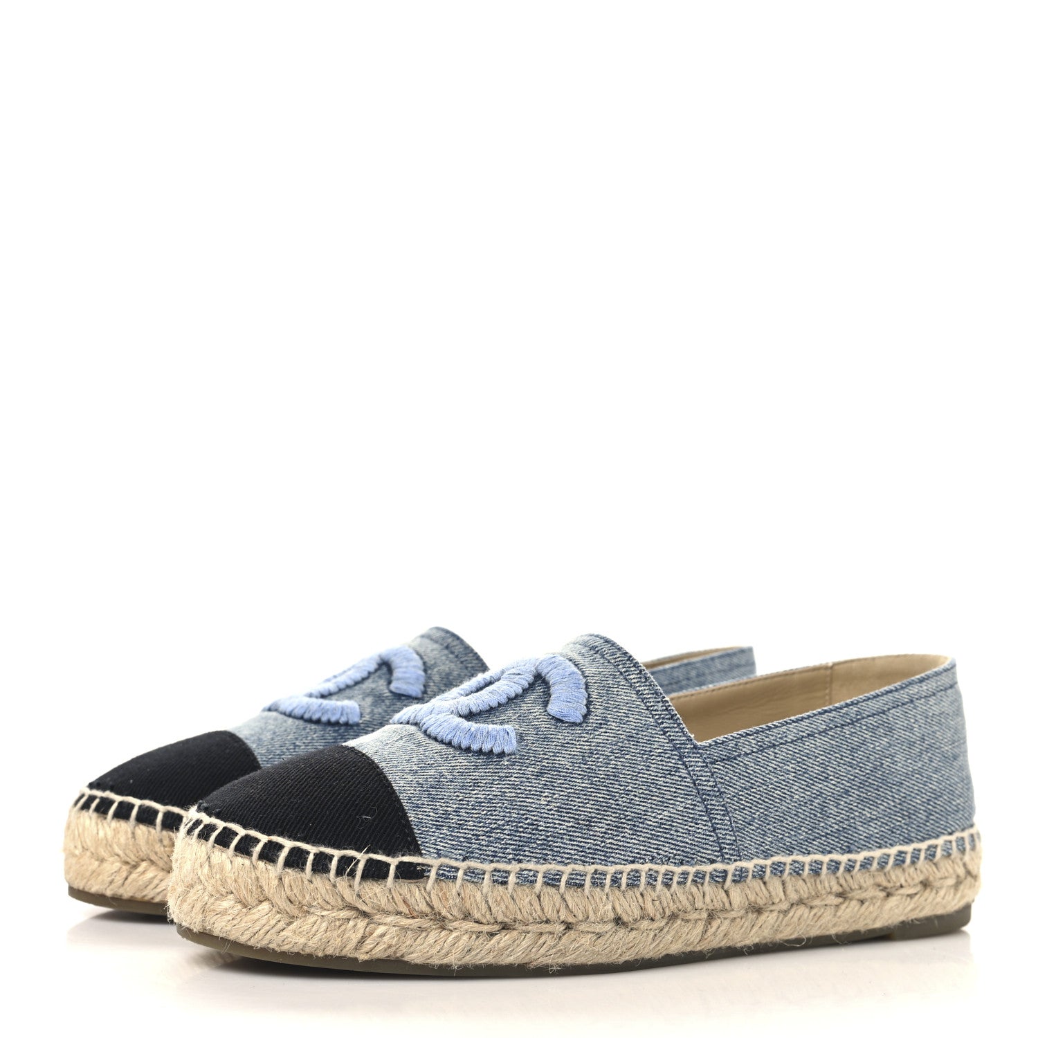 Chanel Denim CC Espadrilles 37 Blue Black 4 of 10