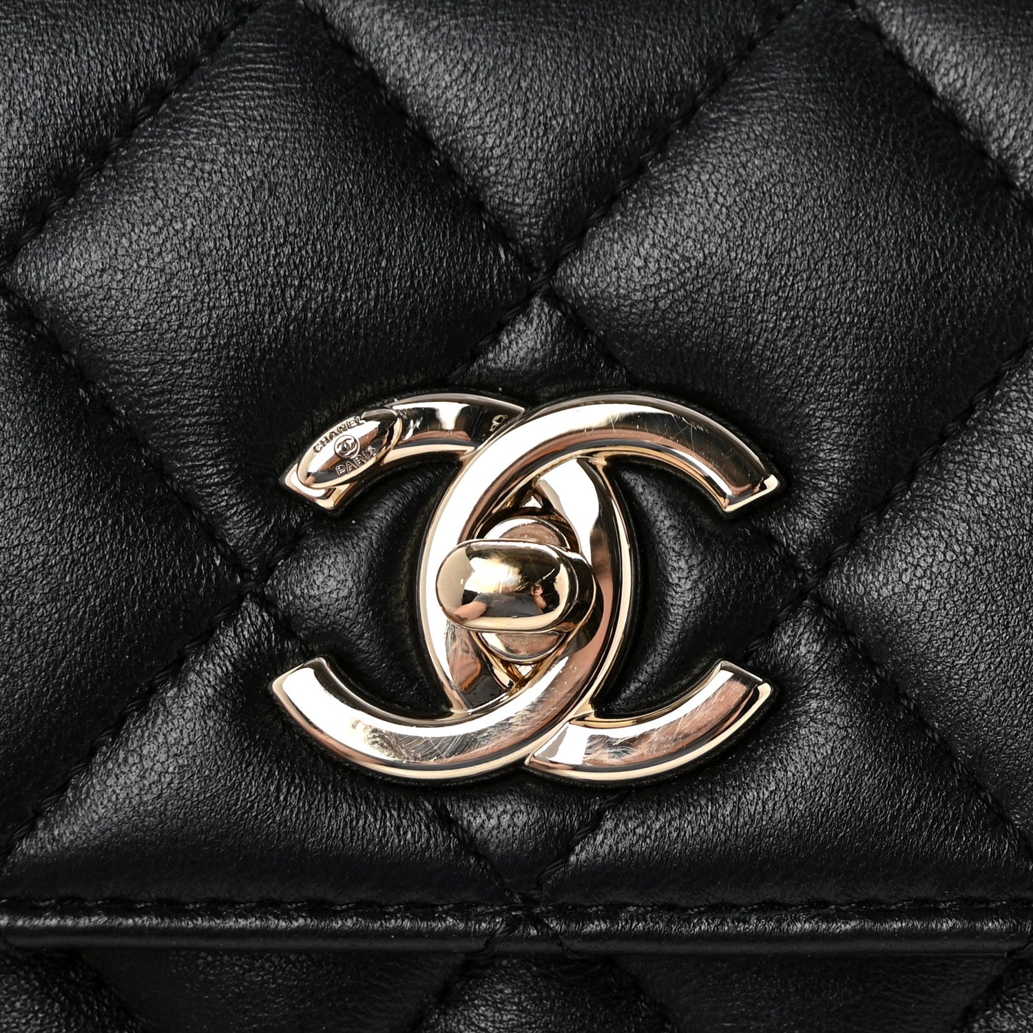 シャネル Chanel Lambskin Quilted Small Trendy CC Dual Handle Flap Bag Black