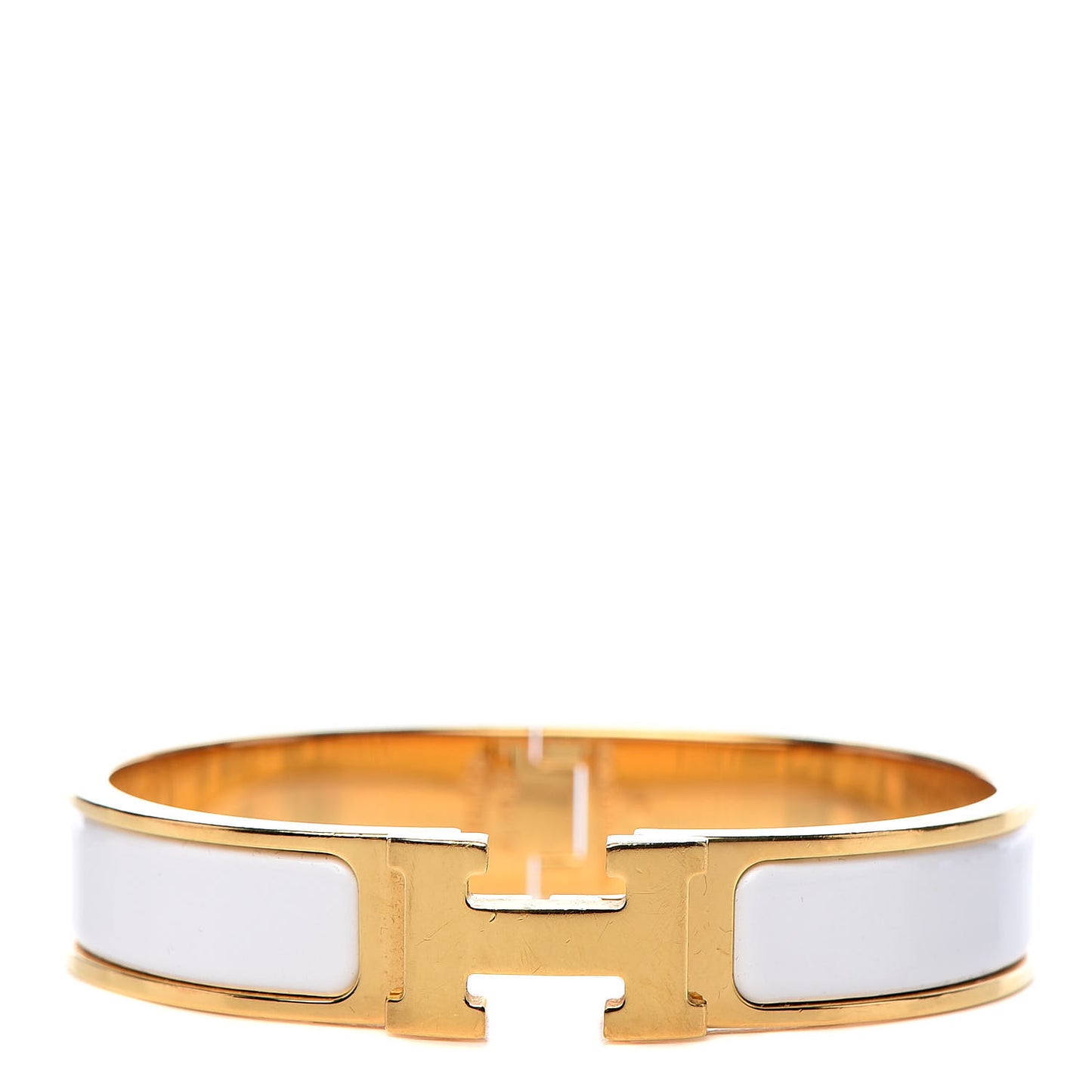 Enamel Narrow Clic Clac H Bracelet PM White