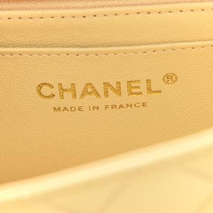 Chanel Lambskin Quilted Mini Top Handle Rectangular Flap Yellow 5 of 8