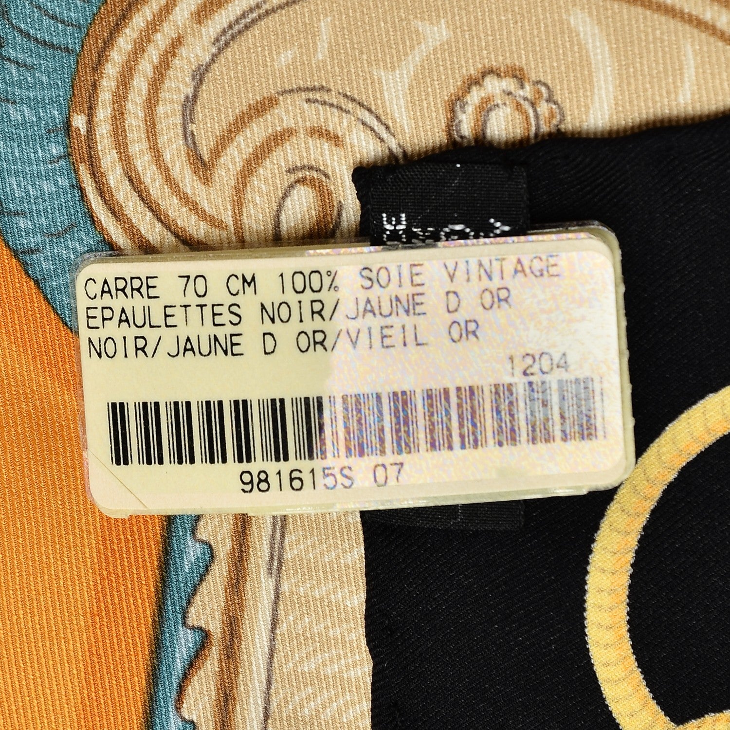 Hermes Silk Epaulettes Scarf 70 Black Jaune D'Or Vieil Or 6 of 7