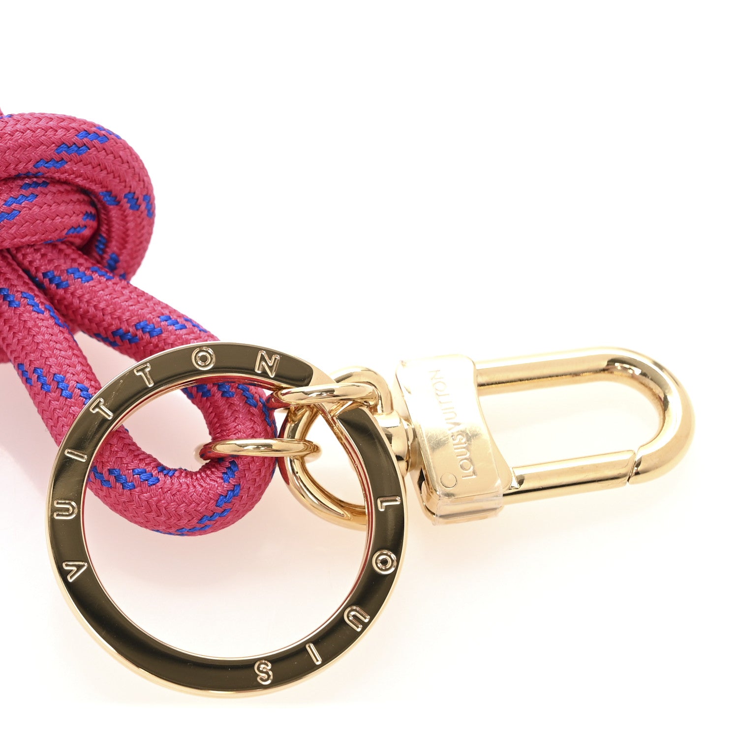Louis Vuitton Fabric Rope Bag Charm Key Holder Pink 3 of 4