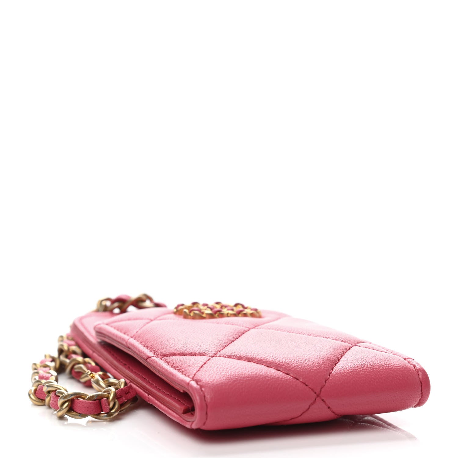 Chanel Lambskin Quilted Chanel 19 Luggage Tag Pink 3 of 4