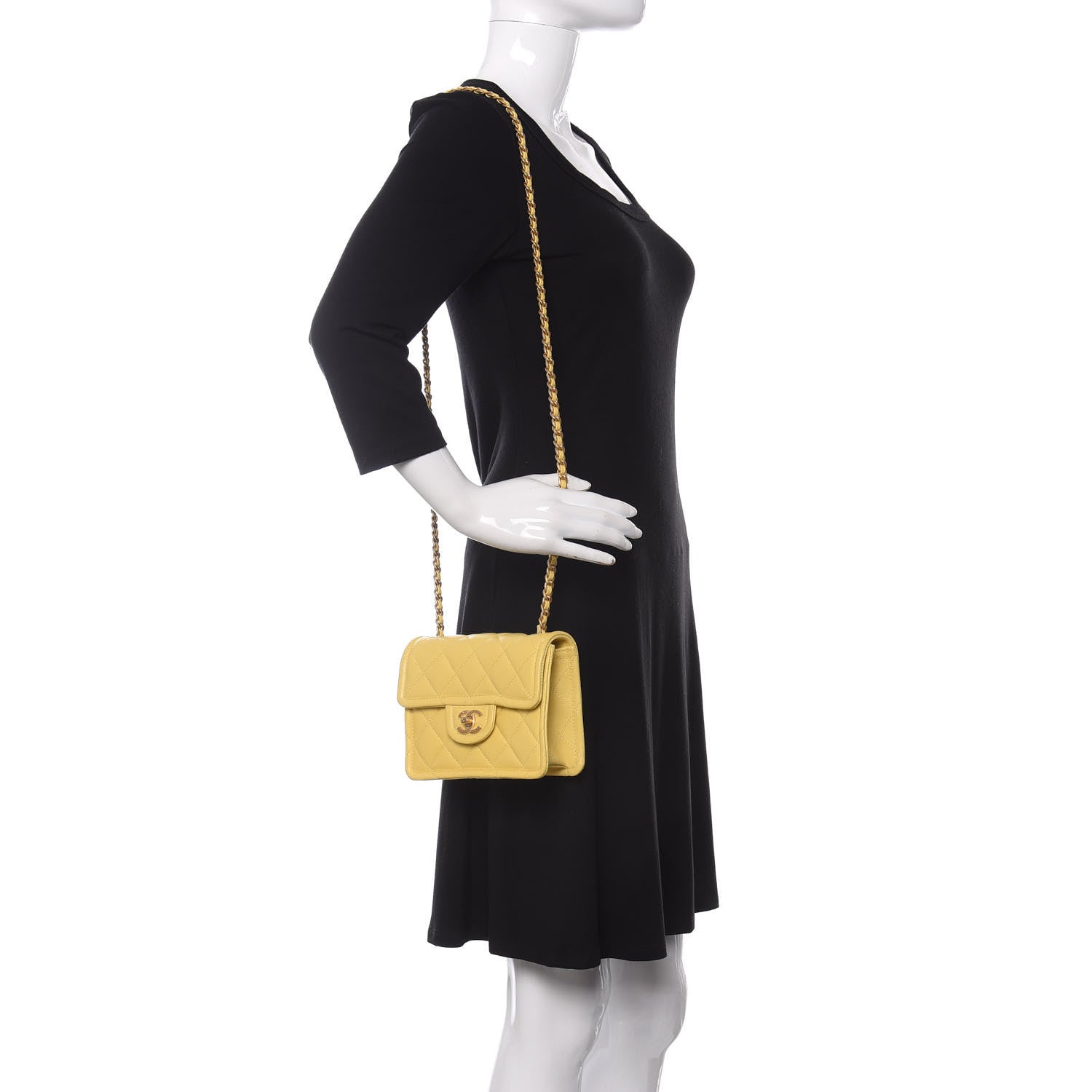 Chanel Caviar Quilted Mini Sweet Classic Flap Yellow 2 of 11