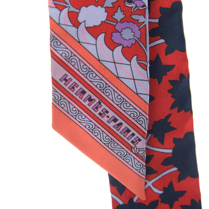 Hermes Silk Tapis Persans Twilly Marine Rouge Mauve 5 of 5