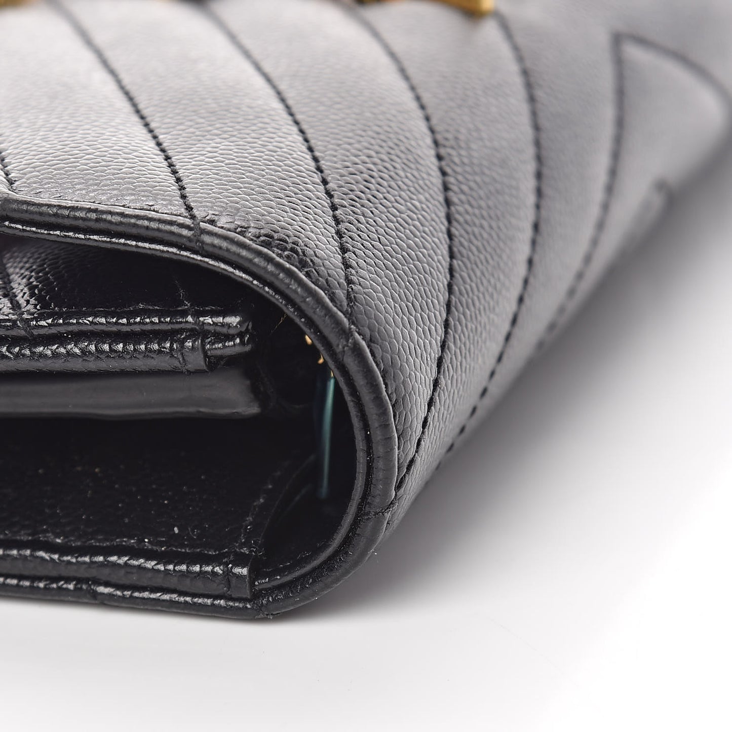Grain De Poudre Matelasse Chevron Monogram Flap Wallet Black
