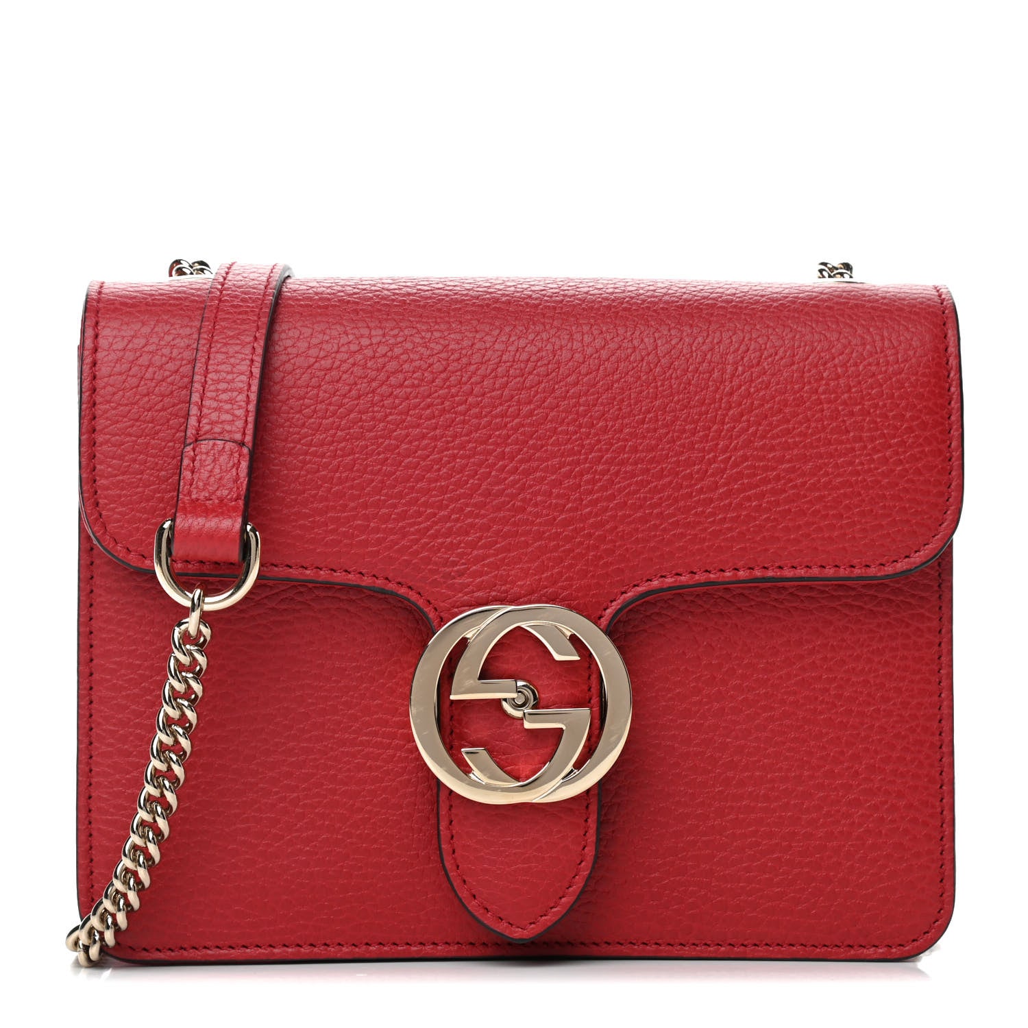 Gucci Dollar Calfskin Small Interlocking G Shoulder Bag Red 1 of 10