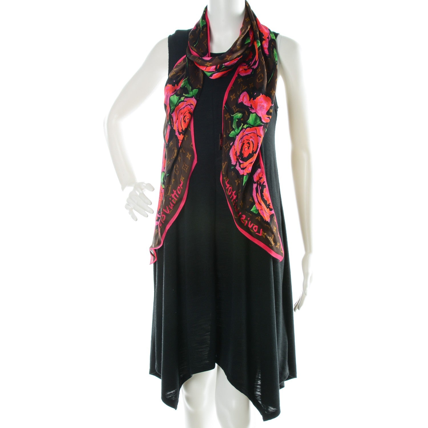 Louis Vuitton Silk Monogram Roses Scarf Marron 2 of 7