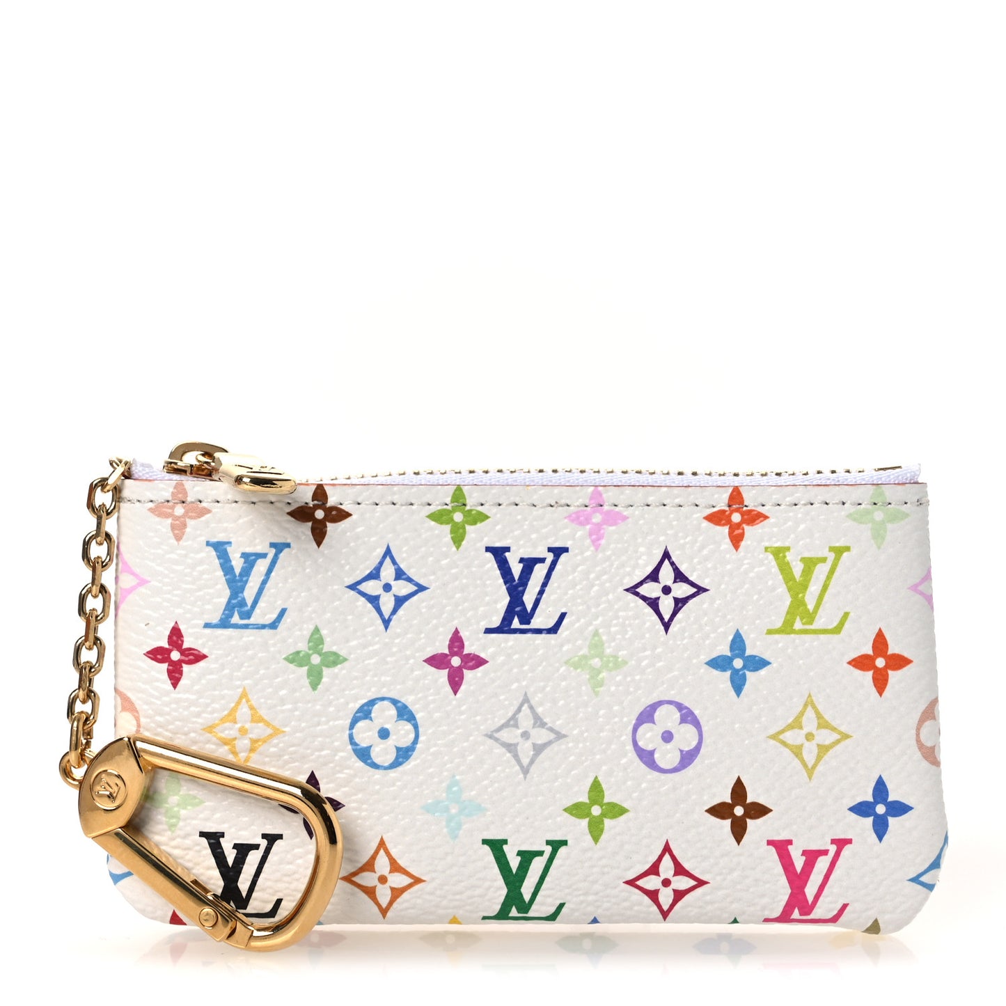 LV X TM Monogram Multicolor Key Pouch White
