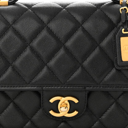 Chanel Caviar Quilted School Memory Small Top Handle Flap Black 8 of 10