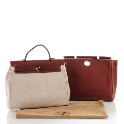 Hermes Barenia Toile Herbag 30 PM Natural 5 of 9