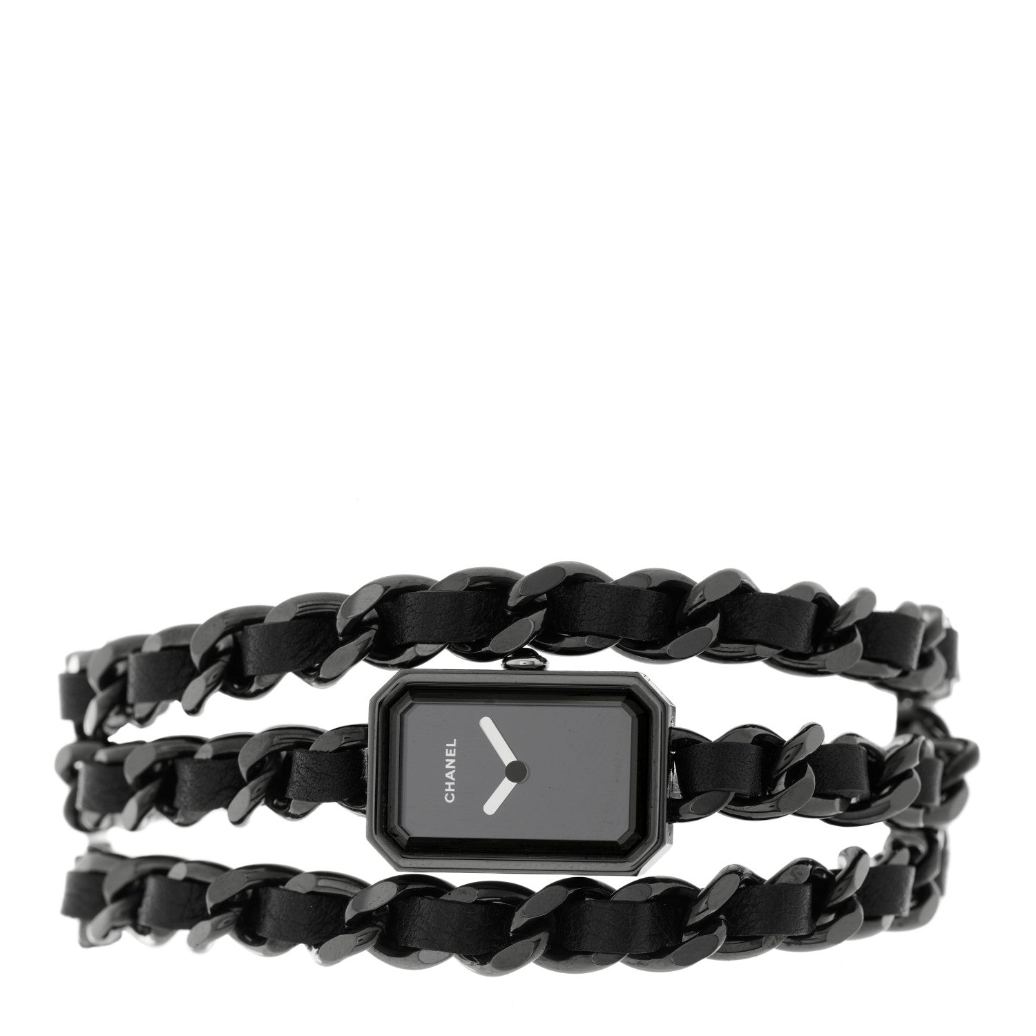 Chanel Stainless Steel Lambskin 16mm Premiere Rock Triple Row Quartz Watch Black 2 of 4