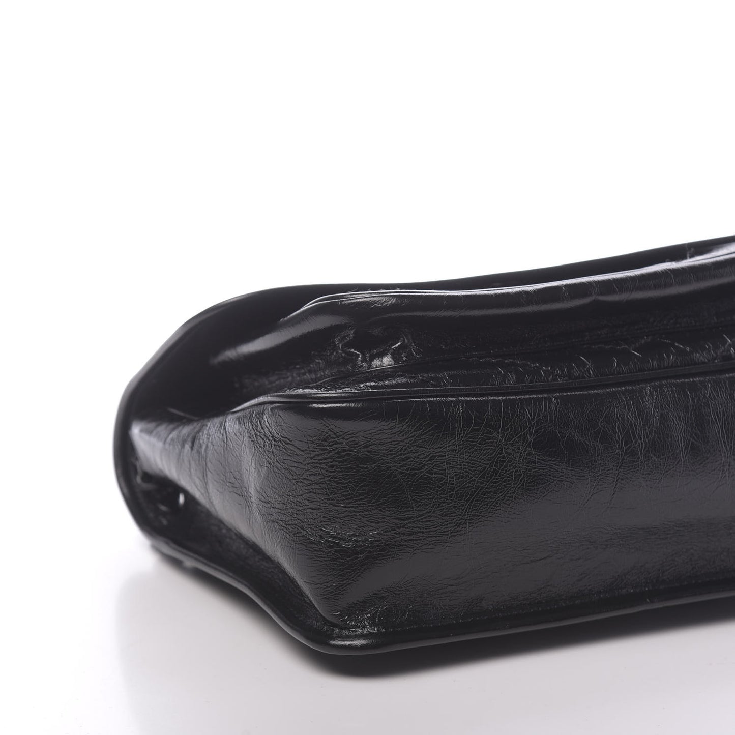 Crinkled Calfskin Matelasse Monogram Medium Niki Chain Satchel Black