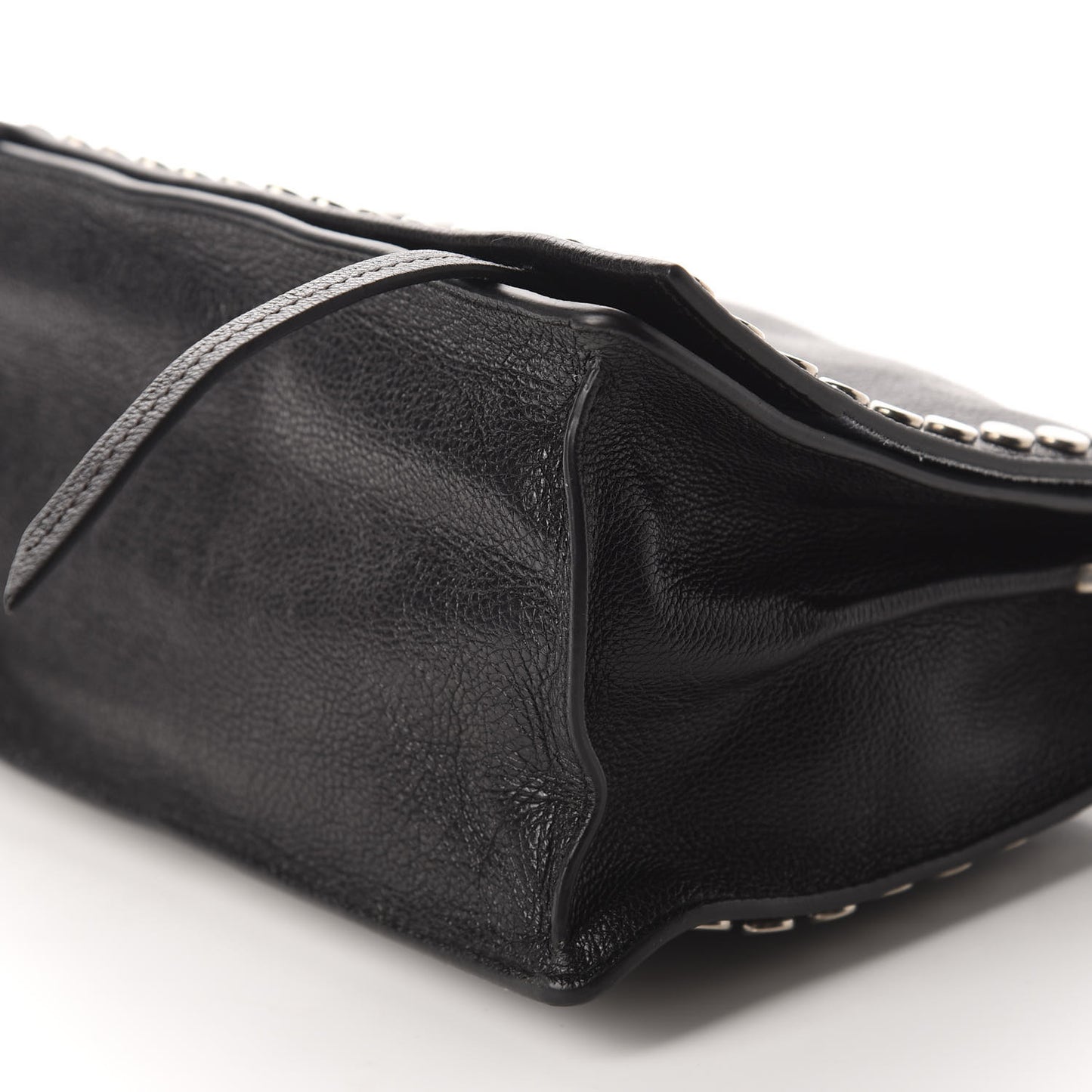 Glace Calfskin Studded Etiquette Flap Black