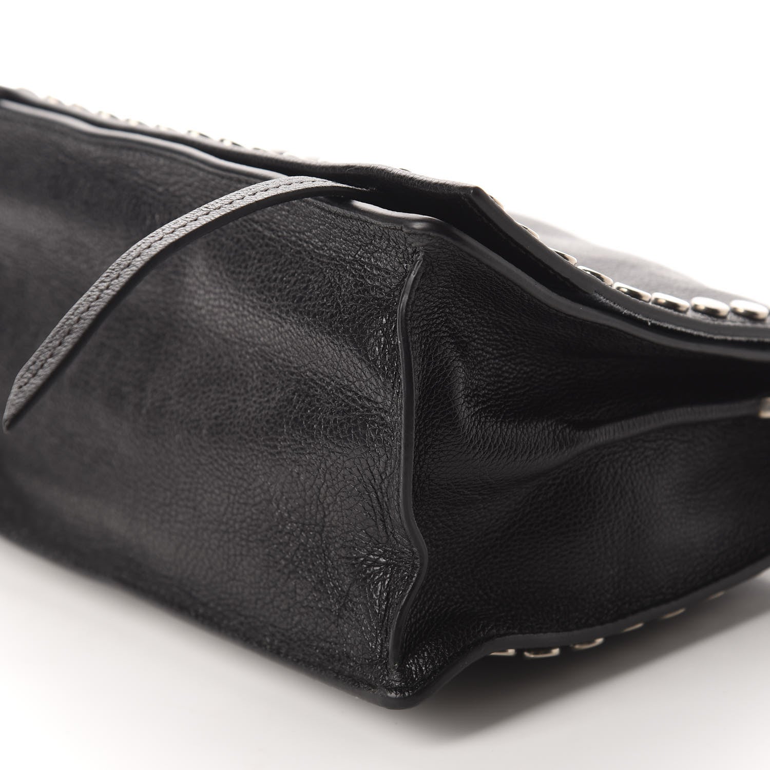 Prada Glace Calfskin Studded Etiquette Flap Black 7 of 11