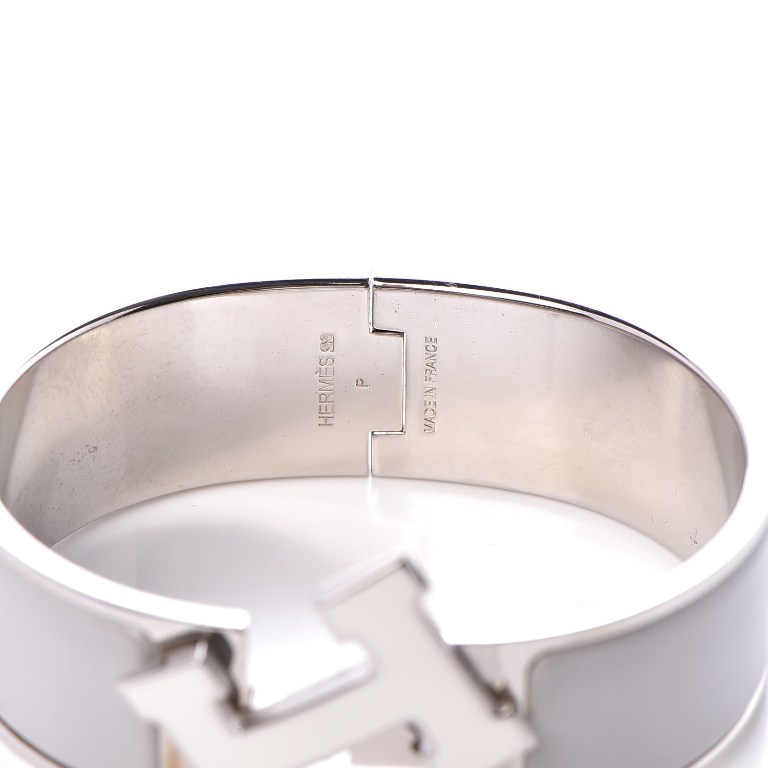 Hermes Enamel Wide Clic Clac H Bracelet GM White 5 of 5