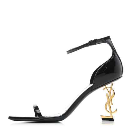 Saint Laurent Patent Calfskin Opyum Sandals 40 Black Gold 1 of 5