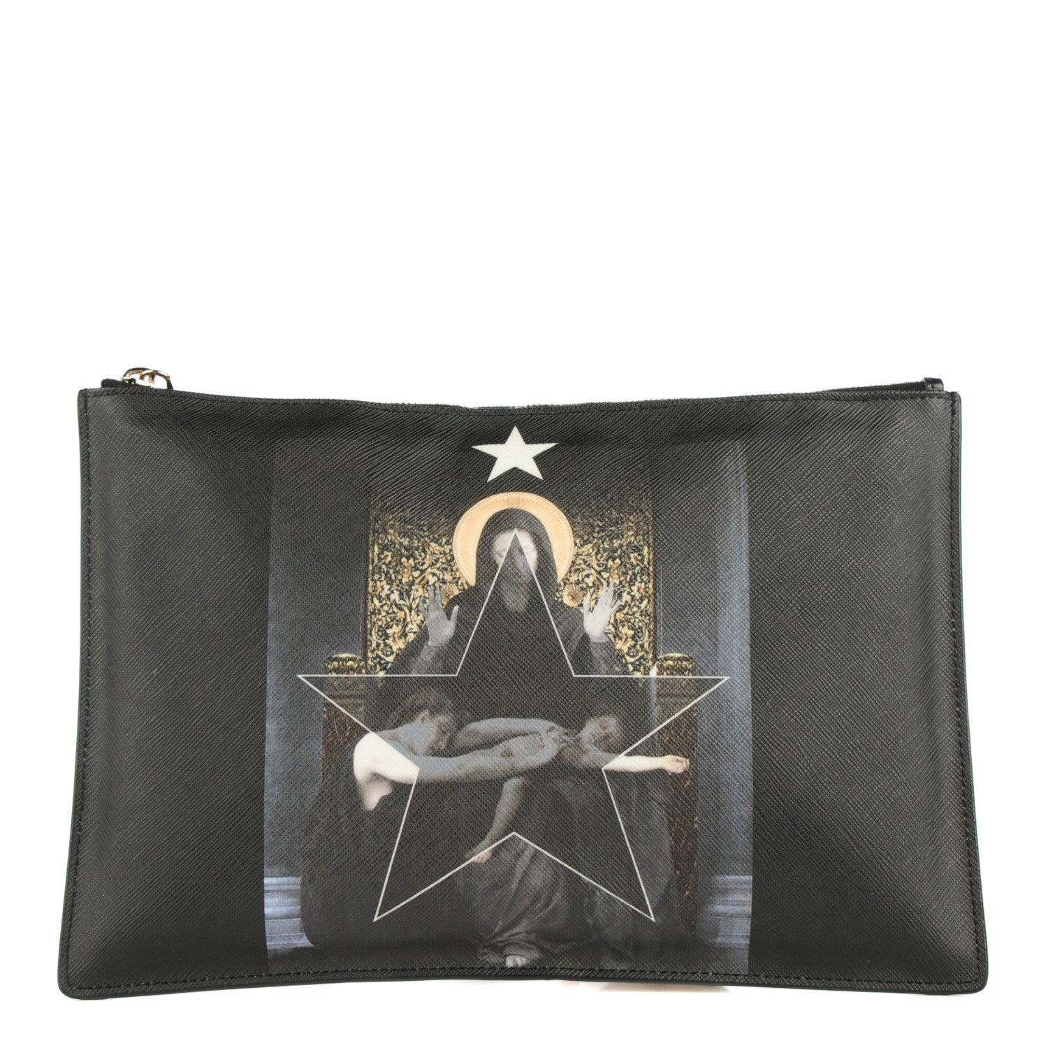 Givenchy Textured Coated Canvas Madonna Print Large Flat Zip Pouch 1 of 7