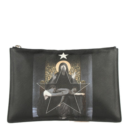 Givenchy Textured Coated Canvas Madonna Print Large Flat Zip Pouch 1 of 7