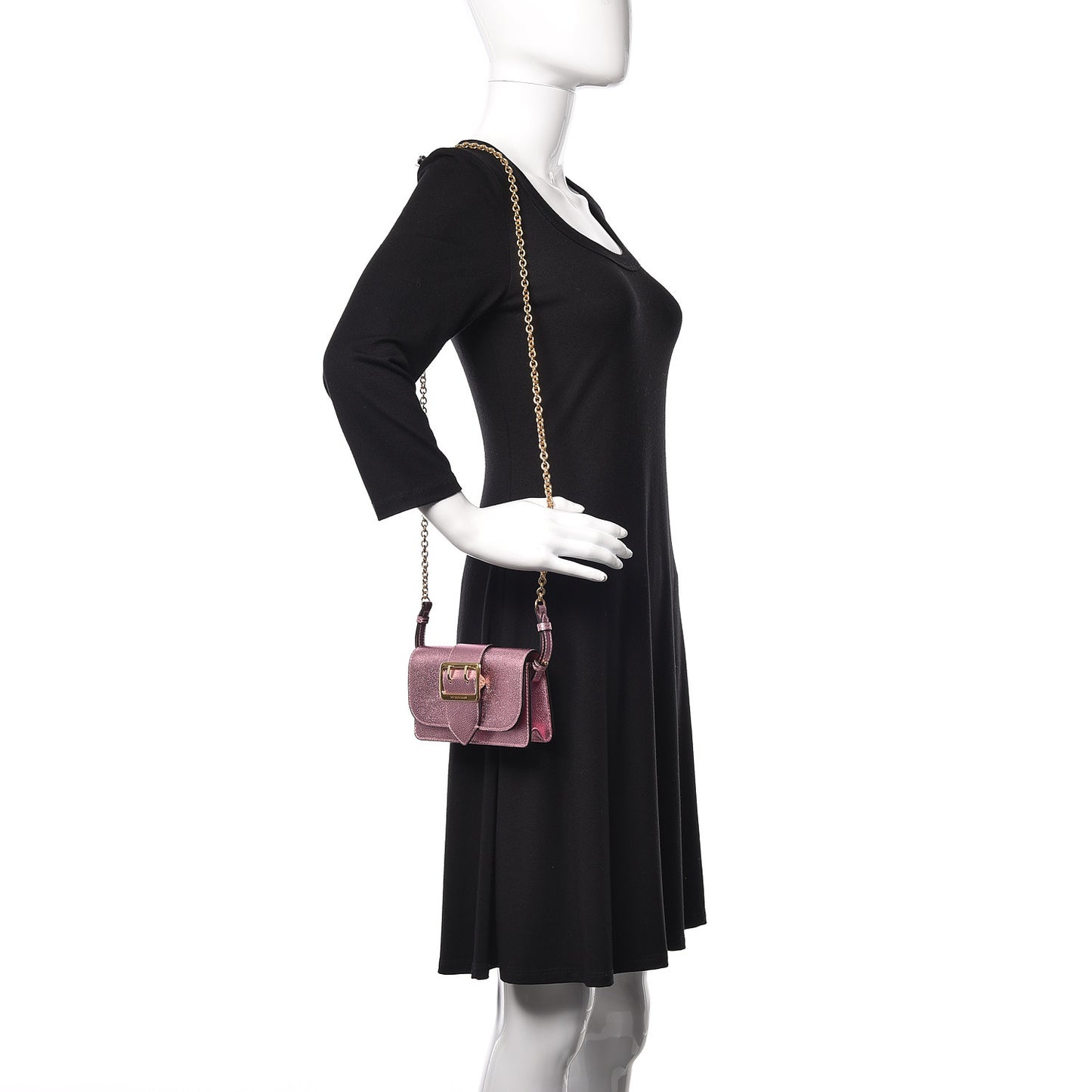 Metallic Grainy Calfskin Mini Buckle Bag Pale Orchid