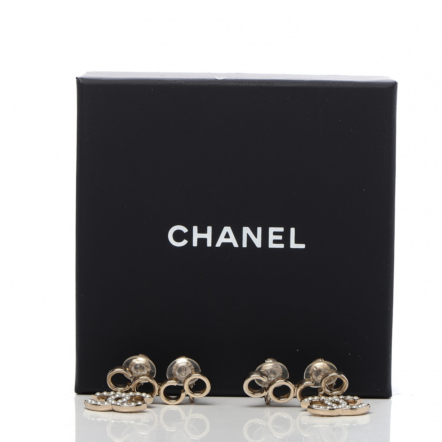 Chanel Metal Pearl CC Coco Climber Clip On Earrings Gold 6 of 6