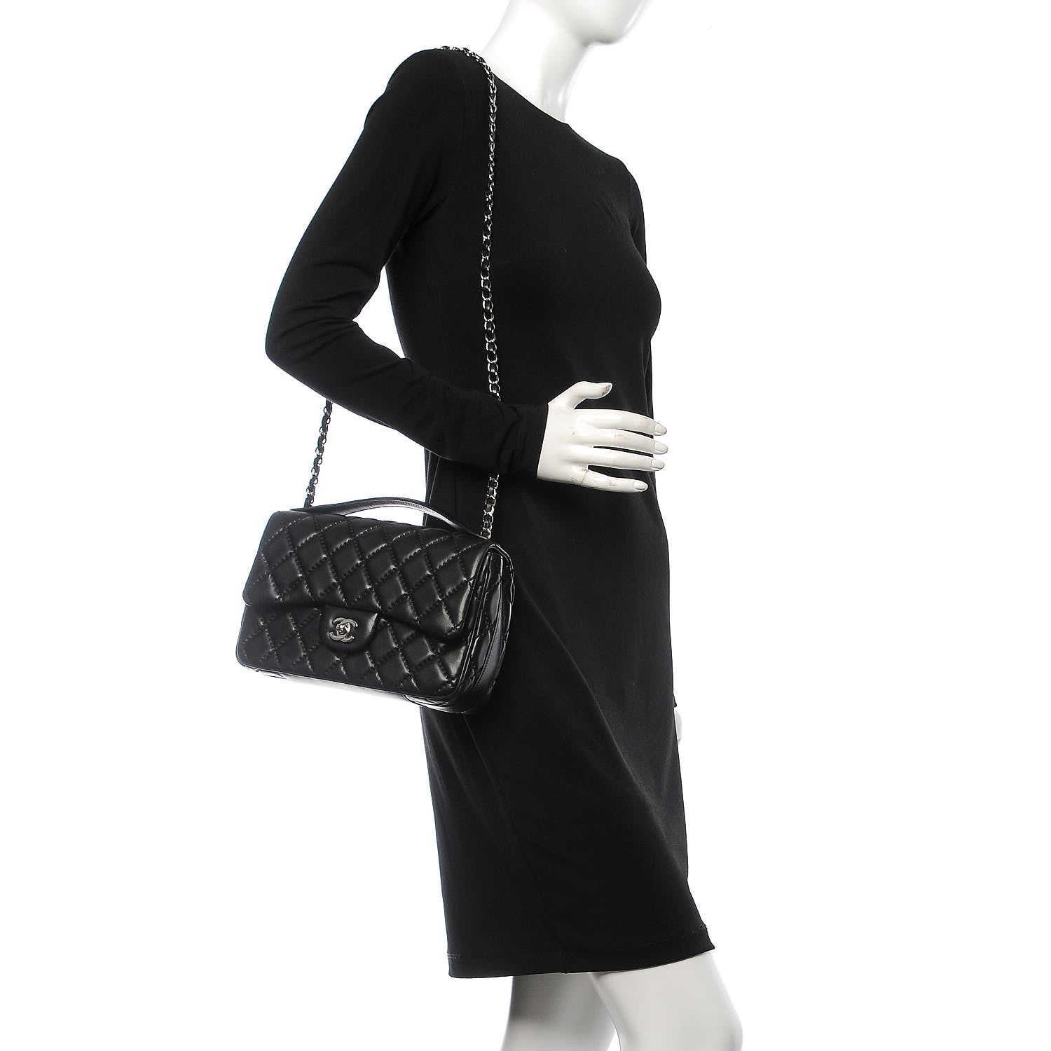 Chanel Lambskin Quilted Medium Easy Carry Flap Black 2 of 11